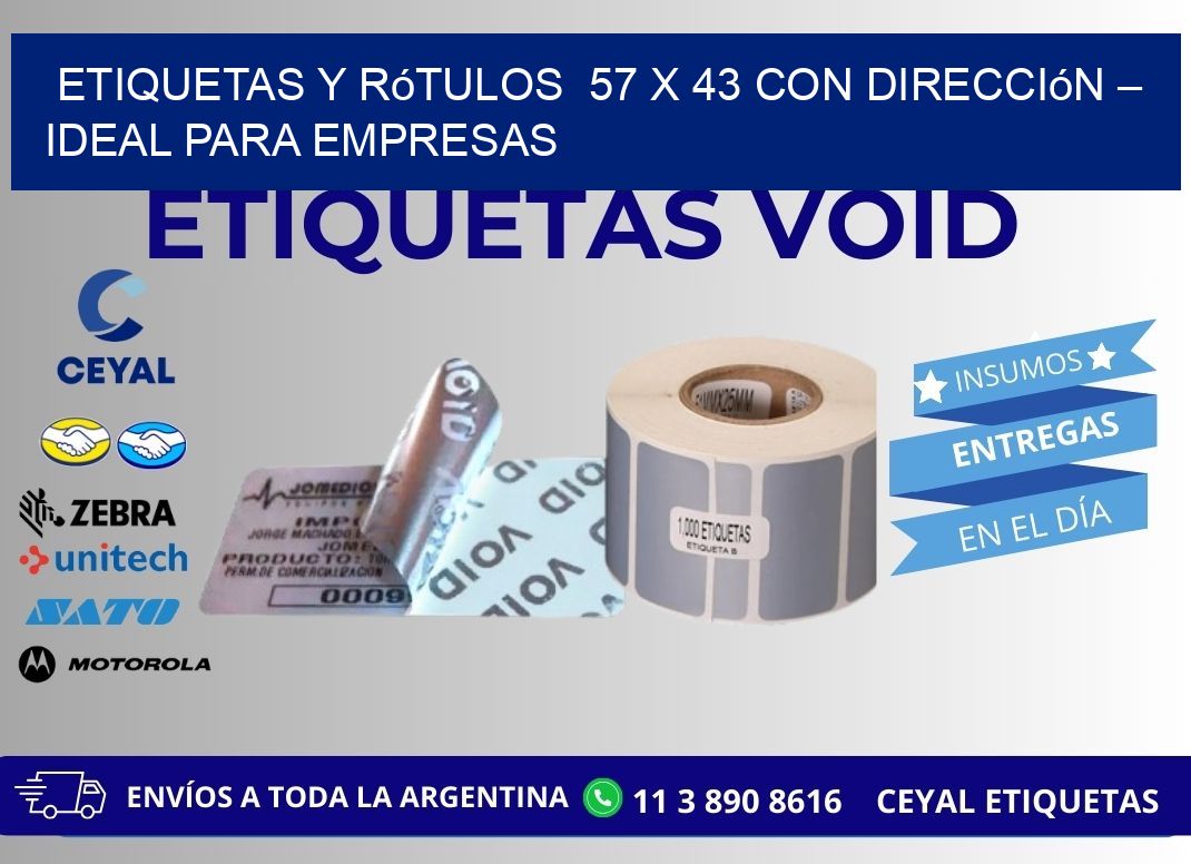 Etiquetas y Rótulos  57 x 43 con Dirección – Ideal para Empresas