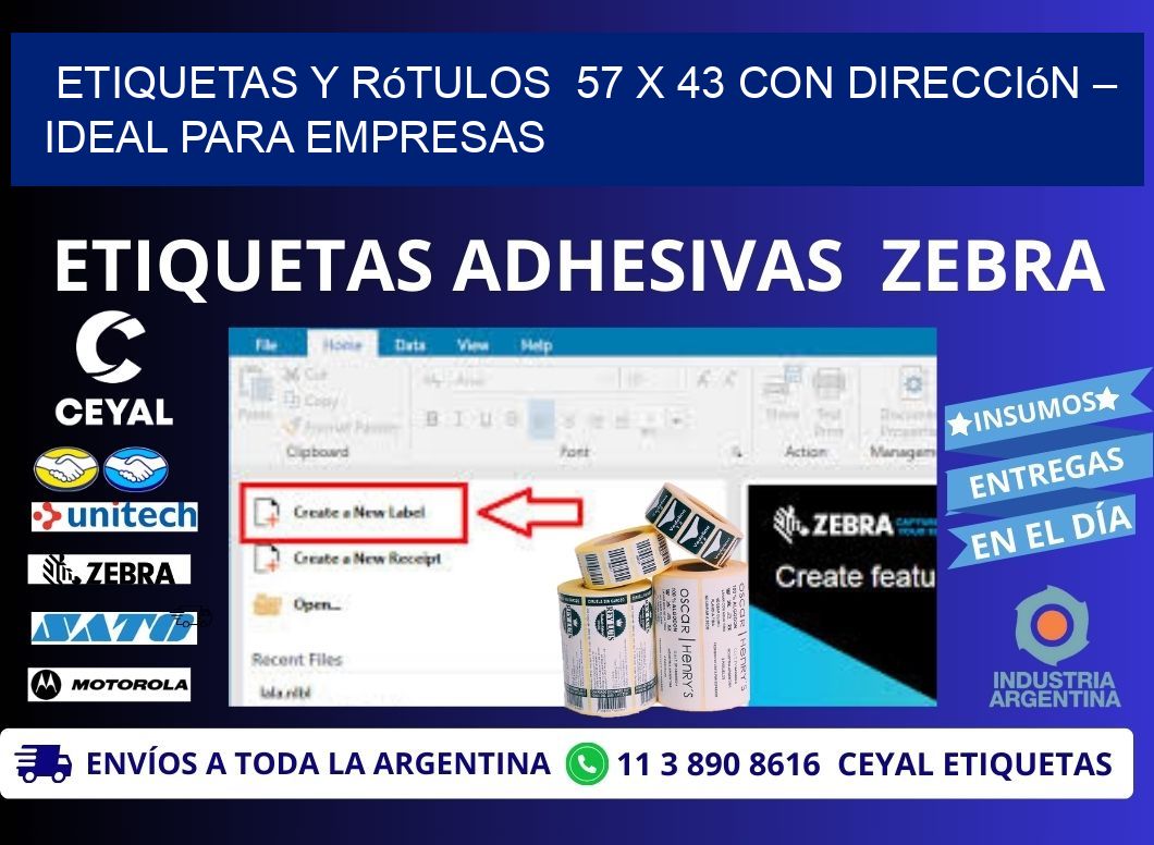 Etiquetas y Rótulos  57 x 43 con Dirección – Ideal para Empresas