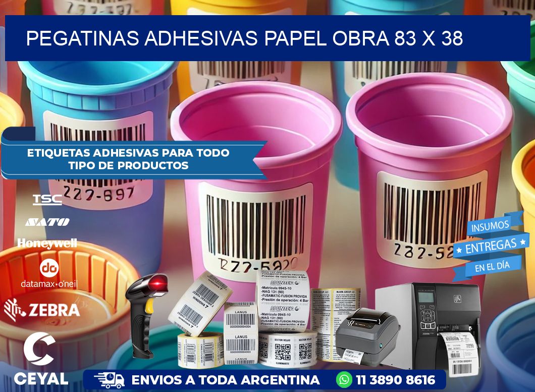 Pegatinas Adhesivas papel Obra 83 x 38