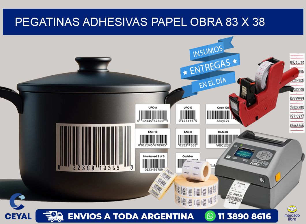 Pegatinas Adhesivas papel Obra 83 x 38