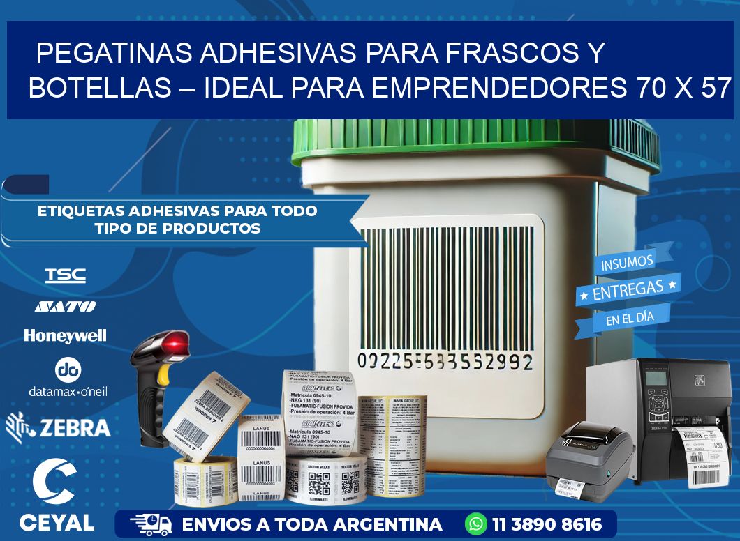 Pegatinas Adhesivas para Frascos y Botellas – Ideal para Emprendedores 70 x 57