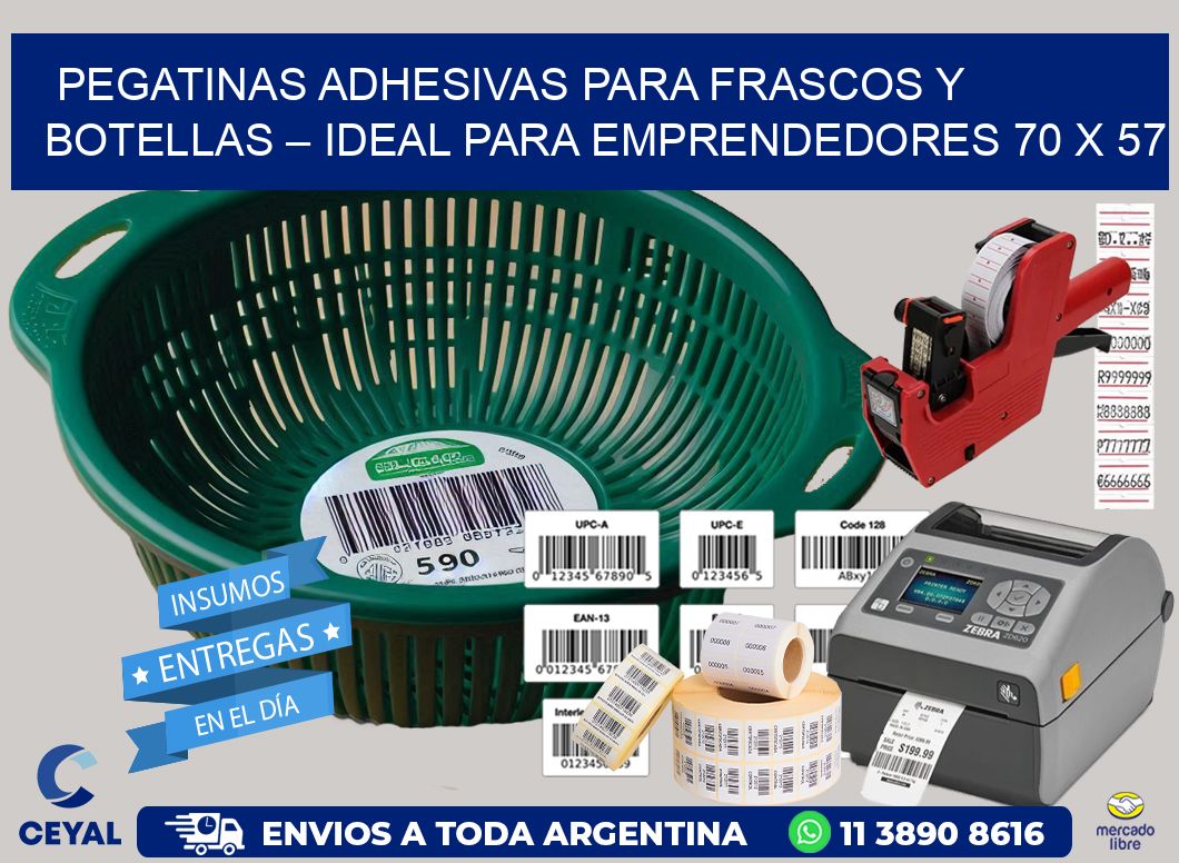 Pegatinas Adhesivas para Frascos y Botellas – Ideal para Emprendedores 70 x 57