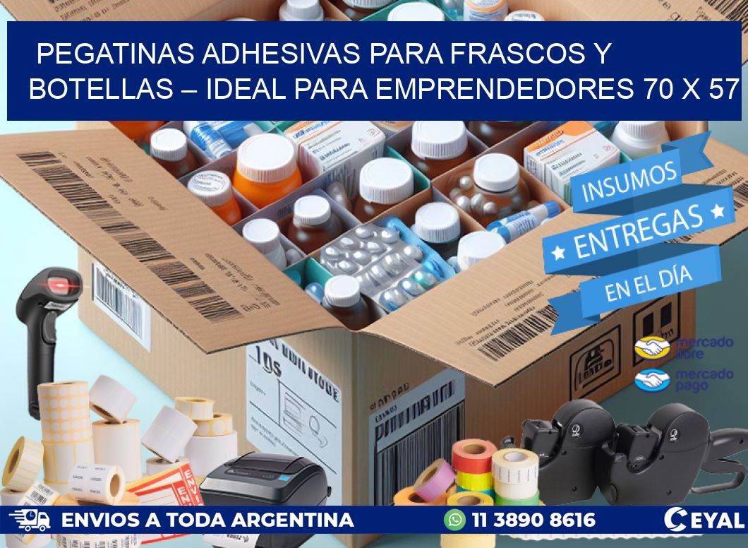 Pegatinas Adhesivas para Frascos y Botellas – Ideal para Emprendedores 70 x 57