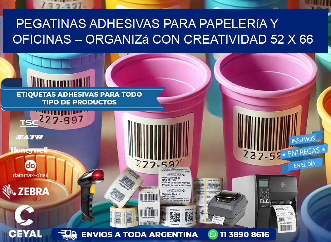 Pegatinas Adhesivas para Papelería y Oficinas – Organizá con Creatividad 52 x 66