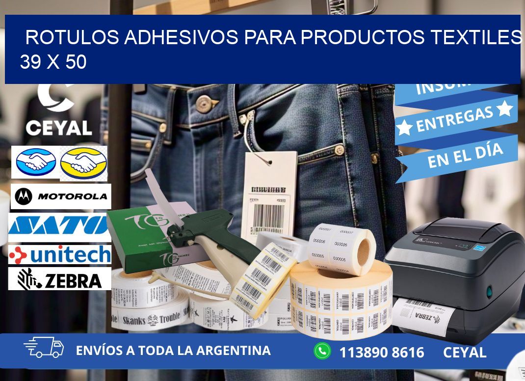 ROTULOS ADHESIVOS PARA PRODUCTOS TEXTILES 39 x 50