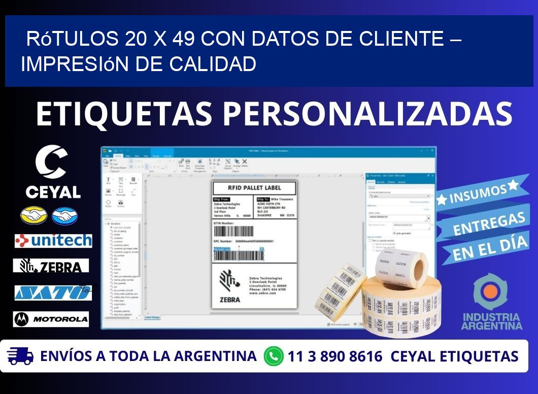 Rótulos 20 x 49 con Datos de Cliente – Impresión de Calidad