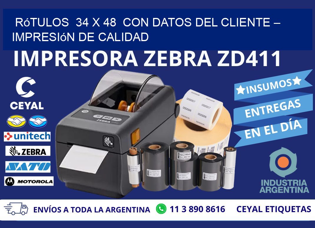 Rótulos  34 x 48  con Datos del Cliente – Impresión de Calidad