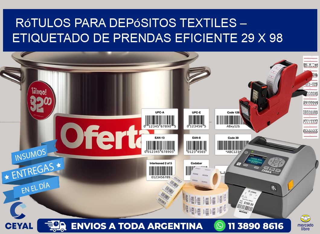 Rótulos para Depósitos Textiles – Etiquetado de Prendas Eficiente 29 x 98