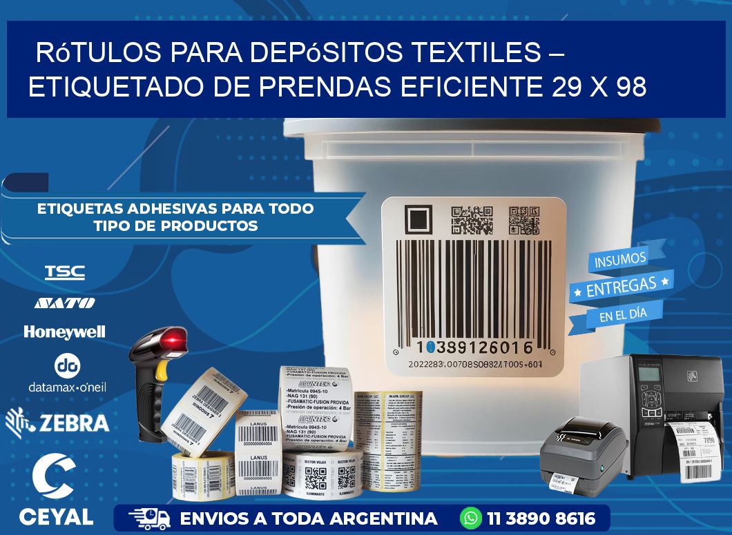 Rótulos para Depósitos Textiles – Etiquetado de Prendas Eficiente 29 x 98