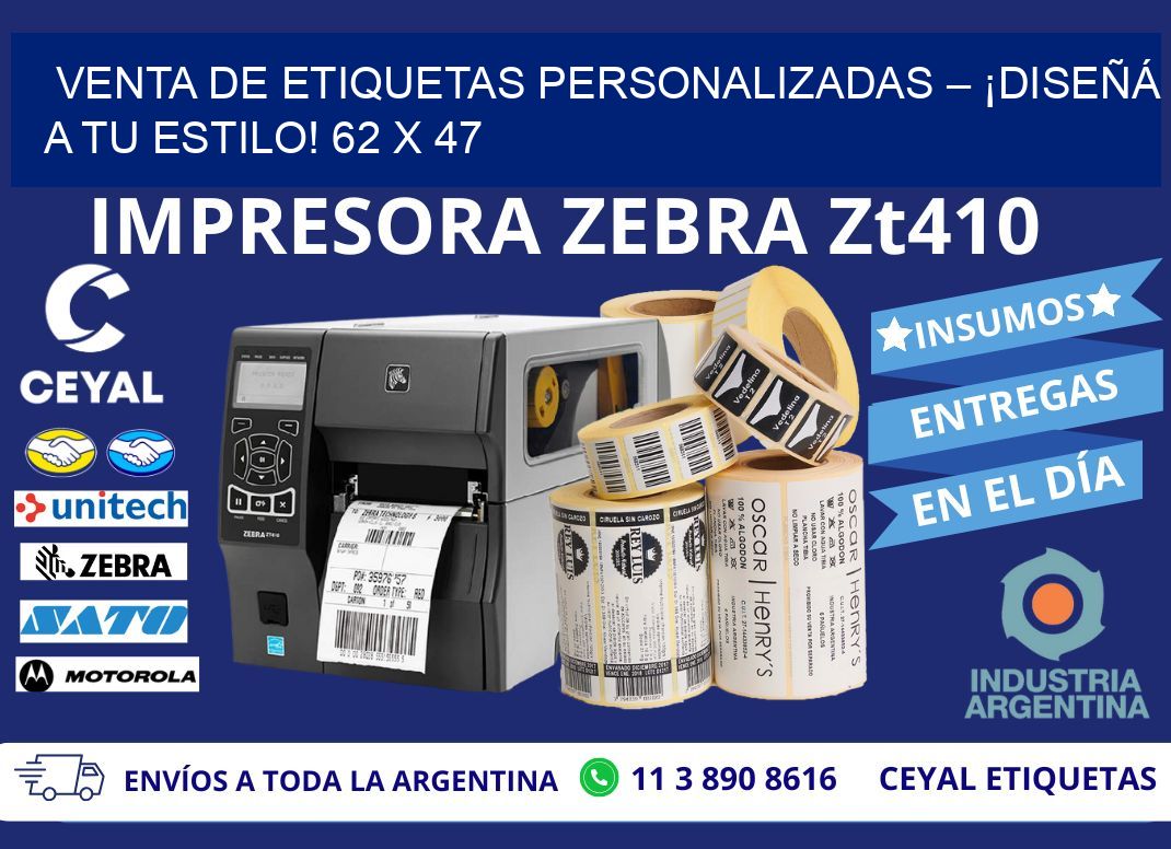 VENTA DE ETIQUETAS PERSONALIZADAS – ¡DISEÑÁ A TU ESTILO! 62 x 47