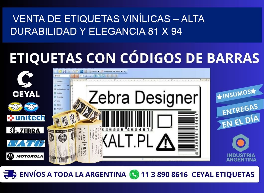 VENTA DE ETIQUETAS VINÍLICAS – ALTA DURABILIDAD Y ELEGANCIA 81 x 94